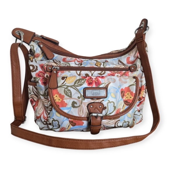 Boc Born Concept Brown Floral Nylon Faux Leather Bag - Picture 1 of 7